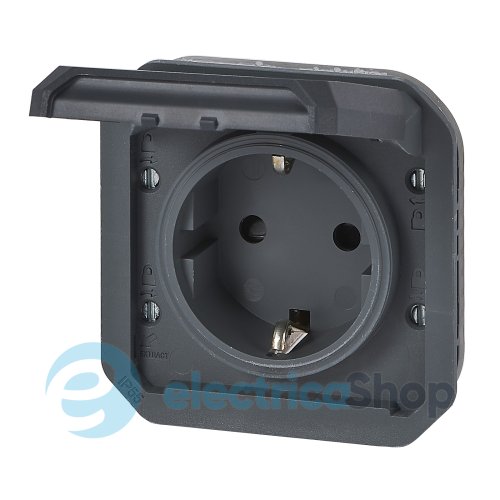 Розетка 2К+З 16А/250В из вин. клемм. мех-м. Legrand Plexo New 069839L цвет антрацит