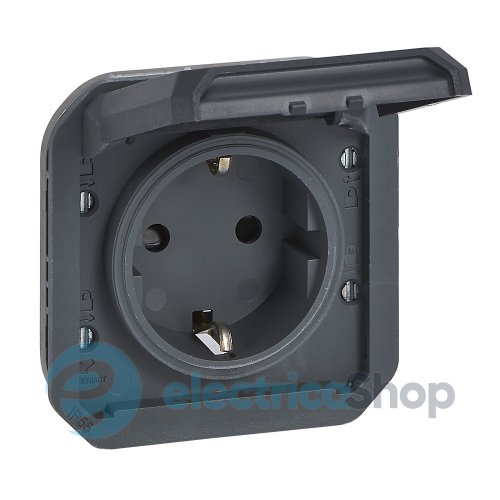 Розетка 2К+З 16А/250В из вин. клемм. мех-м. Legrand Plexo New 069839L цвет антрацит