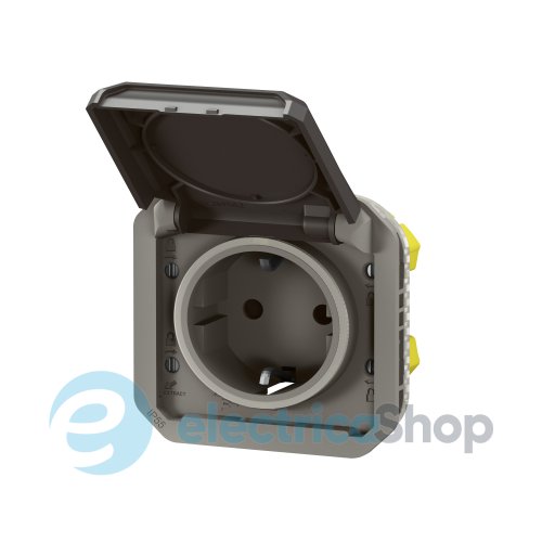 Розетка 2К+З 16А/250В с автом. клемм. мех-м. Legrand Plexo New 069871L цвет антрацит