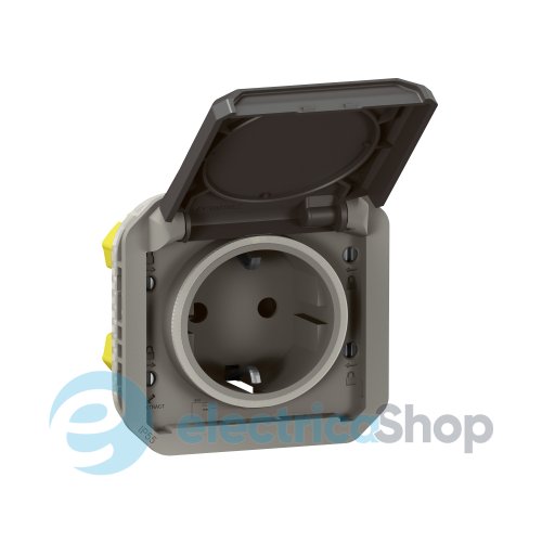 Розетка 2К+З 16А/250В с автом. клемм. мех-м. Legrand Plexo New 069871L цвет антрацит