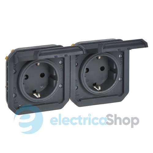 Розетка 2х2К+З 16А/250В гориз. мех-м. Legrand Plexo New 069879L цвет антрацит