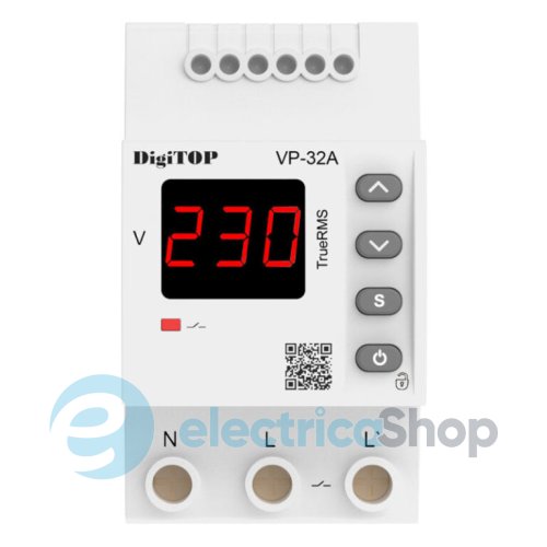 Реле напряжения 1ф. 32A VP-32A M3R V-protector DigiTOP 4820118381923