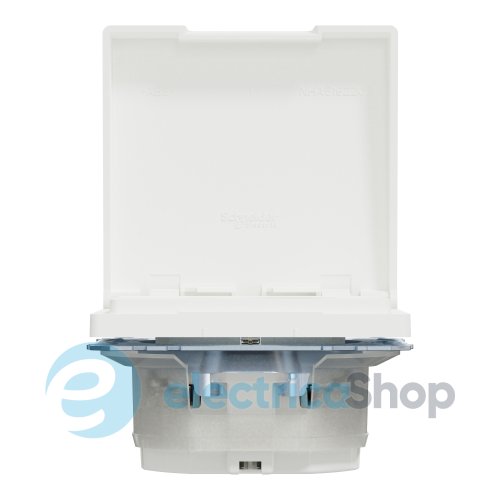 Розетка з/к (250V/16А) и крышкой IP44, защитные шторки, System Design MTN2314-6037 «белый матовый»