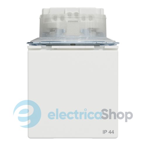 Розетка з/к (250V/16А) и крышкой IP44, защитные шторки, System Design MTN2314-6037 «белый матовый»