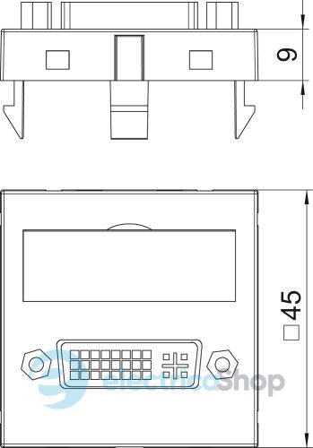 Розетка DVI-D с кабелем подключения Modul 45 OBO 6104760, алюминий лак