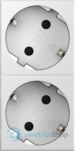 Розетка 2-я. с заземл. и шторками 16А/250V 33˚ Modul 45 OBO 6120103, снежно-белый