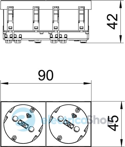 Розетка 2-я. с заземл. и шторками 16А/250V 33˚ Modul 45 OBO 6120103, снежно-белый