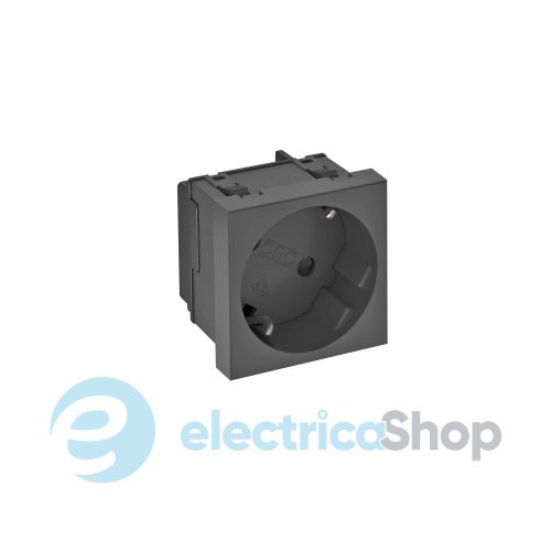 Розетка 1-я. с заземл. и шторками 16А/250V 33˚ Modul 45 OBO 6120081, черно-серая