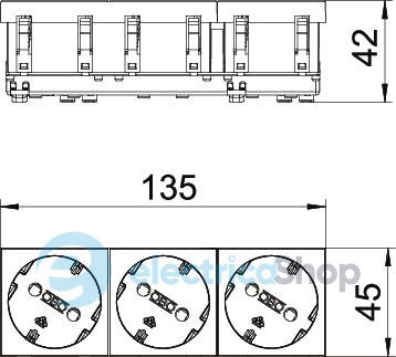 Розетка 3-я. с заземл. и шторками 16А/250V 33˚ Modul 45 OBO 6120131, черно-серая