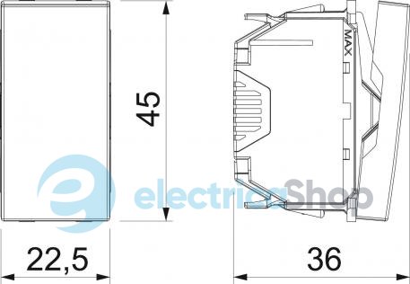 Переключатель односторонний 10A/250V 1/2 Modul 45 OBO 6120920, снежно-белый
