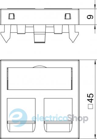 Информ. панель 45х45, 2 RJ45 Тип C (Keystone; R&M), пустая Modul 45 OBO 6119218, алюминий лак