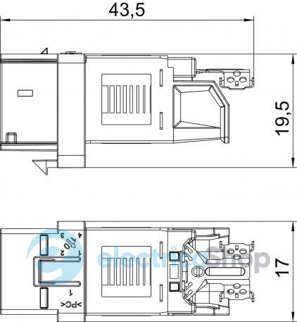 Інформаційний модуль RJ45, Cat.6A, R&M / snap-in (з адаптером Keystone) 6117348