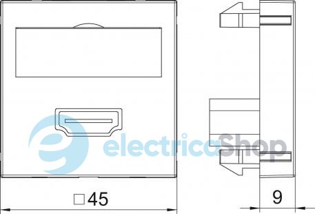 Розетка HDMI с кабелем подключения Modul 45 OBO 6104832, алюминий лак