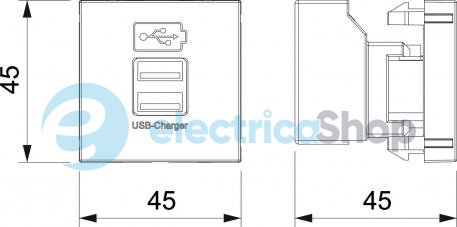 Зарядний пристрій USB 2xUSB, max 2,1A Modul 45 OBO 6105300, сніжно-білий
