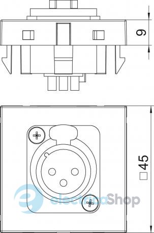 Розетка XLR, 3 контакта, female, Modul 45 OBO 6105216, алюминий лак