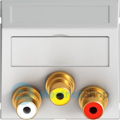 Розетка Audio Video (RCA), yellow-red-white, угловая Modul 45 OBO 6105174, снежно-белый