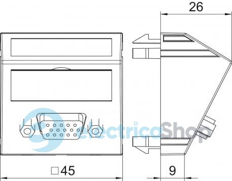 Розетка VGA (HD15) угловая Modul 45 OBO 6104622, снежно-белый