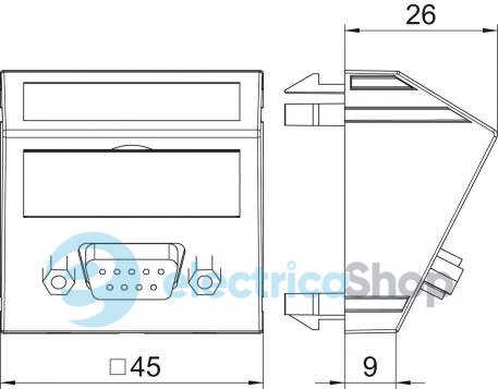 Розетка D-Sub9 (RS232) с кабелем подключения, угловая Modul 45 OBO 6104694, снежно-белый