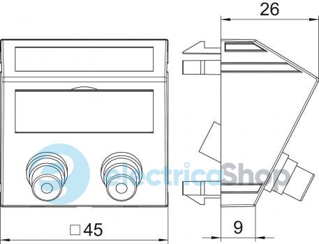 Розетка Audio R,L) угловая Modul 45 OBO 6105054, снежно-белый