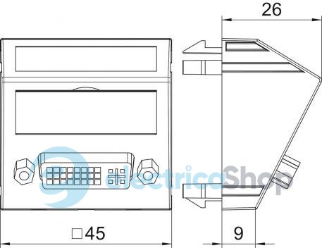 Розетка DVI-D с кабелем подключения, угловая Modul 45 OBO 6104766, снежно-белый