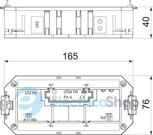 Супорт UT3 під установку 3x modul45, L=165мм ПА OBO 7408723 чорн. граф.
