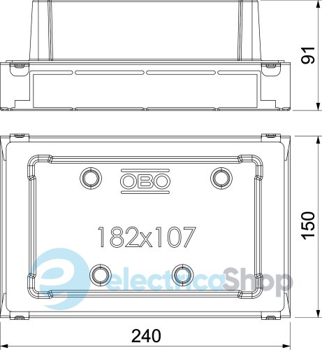 Монтажная коробка UGE2, 150х240мм, h=70-90mm цинк.сталь, ПА OBO 7428062