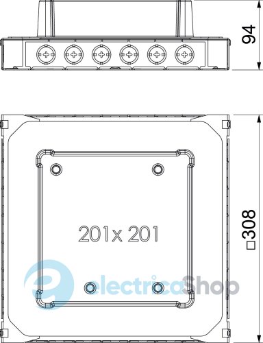 Монтажная коробка UDS4, 308х308мм, h=70-90mm цинк.сталь, ПА OBO 7400349