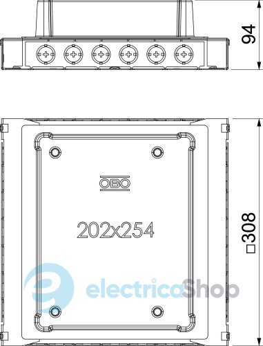 Монтажная коробка UDS6, 308х308мм, h=70-90mm цинк.сталь, ПА OBO 7400351