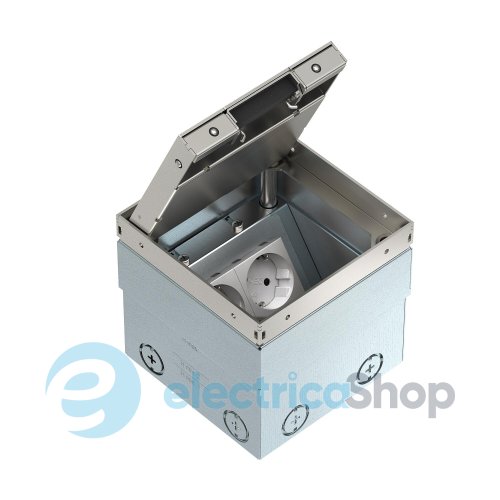 Люк розетковий UDHOME2, 2x 250V 16A (2x RJ45 опційно), для покриття 15мм, (h=110-135мм), IK10, IP40 нерж.сталь OBO Bettermann 7368324