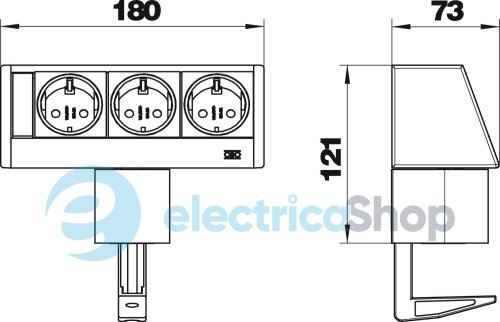 Розеточный блок DB 180мм, с креплением, 3x 2р+E 250V кабель 3,0м OBO 6116936 Алюминий