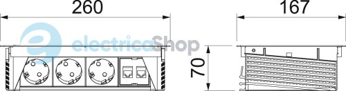 Розеточный блок DBK, 3x 2р+E 250V + 2 RJ45 Cat.6, кабель 3,0м OBO 6116806 нерж.сталь