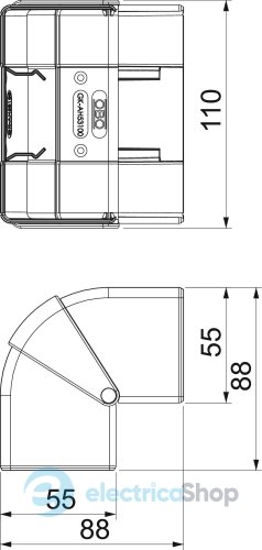 Зовнішній регульований кут 100x53 Rapid 45 ПК/АБС OBO 6113050 сніжно-білий