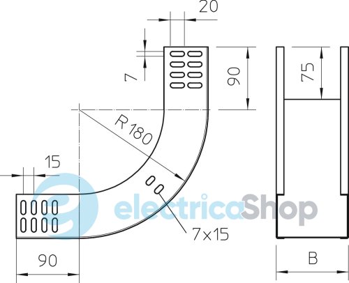 Вертикальна секція 90°, внутр. 60х100, FT (40-60 мкм) OBO 7007006