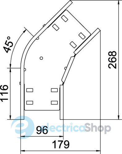 Кутова секція 45°, 60х100, FS (18-22 мкм) OBO 6036100