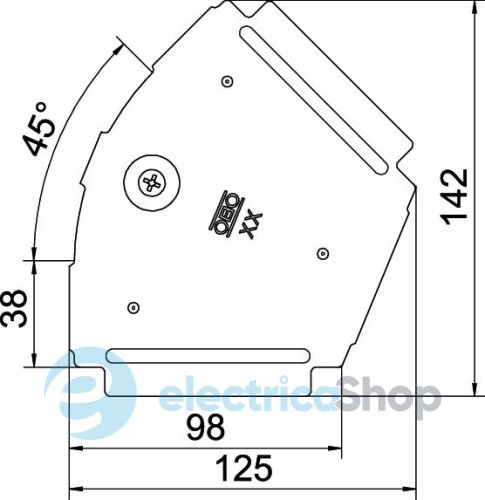 Кришка кутової секції 45° лотка 100мм, FS (18-22 мкм) OBO 6036400