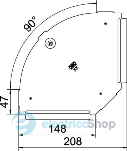 Крышка угловой секции 90° лотка 150мм, FS (18-22 мкм) OBO 6036902