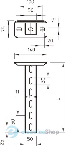 Підвісний профіль, 50х50х700мм, 2.5мм, FT (40-60 мкм) OBO 6341586