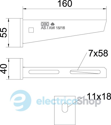 Кронштейн AW 160мм, 1,5 кН, FT (40-60 мкм) OBO 6420664