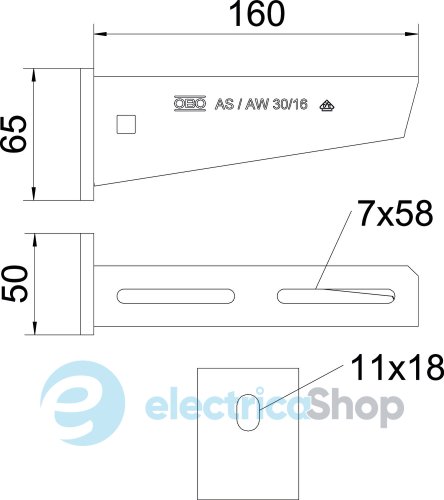 Кронштейн AW 160мм, 3 кН, FT (40-60 мкм) OBO 6419712