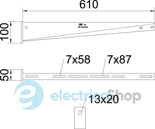 Кронштейн AW 610мм, 3 кН, FT (40-60 мкм) OBO 6419828