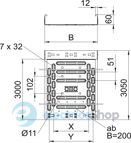 Лоток RKSM (0,75мм) перф., 60х100 L=3050, A2 (нерж. сталь) OBO 6047613