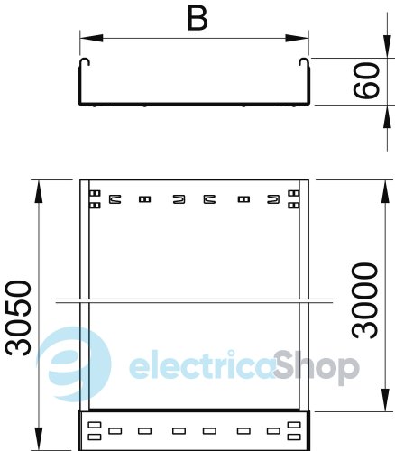 Лоток MKSMU (1,0мм) неперф., 60х600 L=3050, FT (40-60 мкм) OBO 6059260