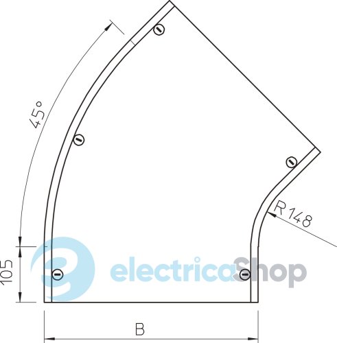 Кришка кутової секції 45° лотка 550мм, FS (18-22 мкм) OBO 7128916