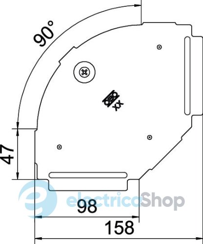 Кришка кутової секції 90° лотка 100мм, A2 (нерж. сталь) OBO 6036970