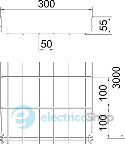 Дротяний лоток GRM 55х300 L=3000, G (2,5-10 мкм) OBO 6001448