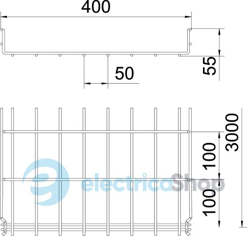 Дротяний лоток GRM 55х400 L=3000, A2 (нерж. сталь) OBO 6001080