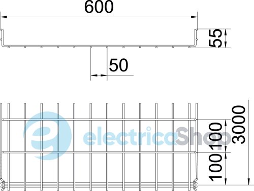 Дротяний лоток GRM 55х600 L=3000, A2 (нерж. сталь) OBO 6001085