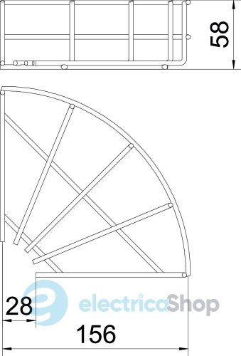 Кутова секція 90° дротяного лотка 55х150мм, G (40-60 мкм) OBO 6001998