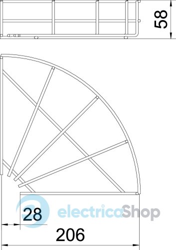 Кутова секція 90° дротяного лотка 55х200мм, FT (40-60 мкм) OBO 6002226