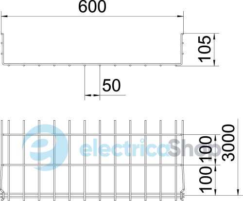 Проволочный лоток GRM 105х600х3050, G (2,5-10 мкм) OBO 6002417